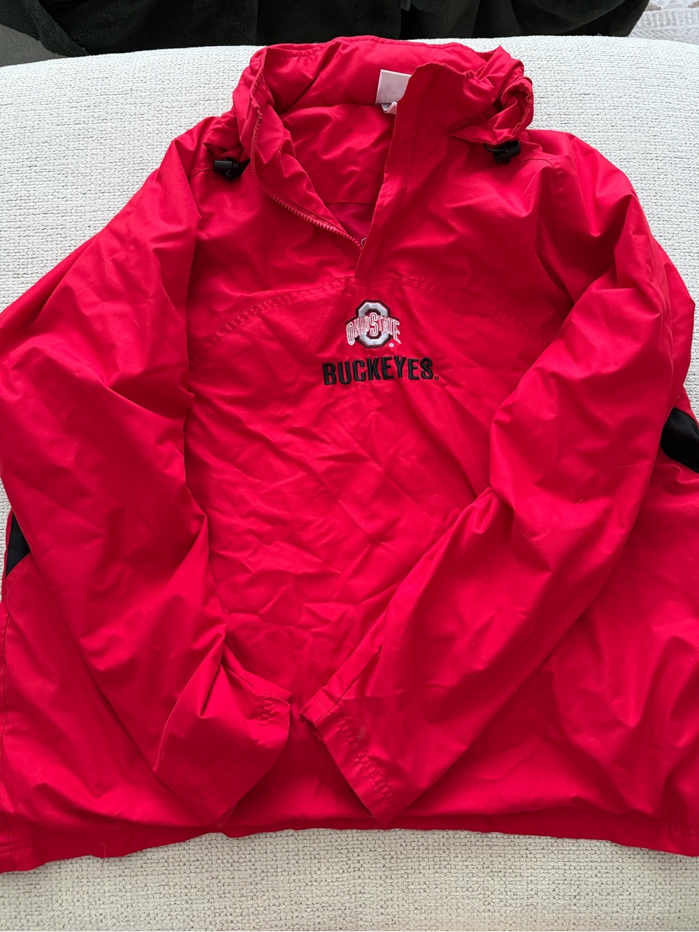 Ohio state Red Pullover Windbreaker Jacket